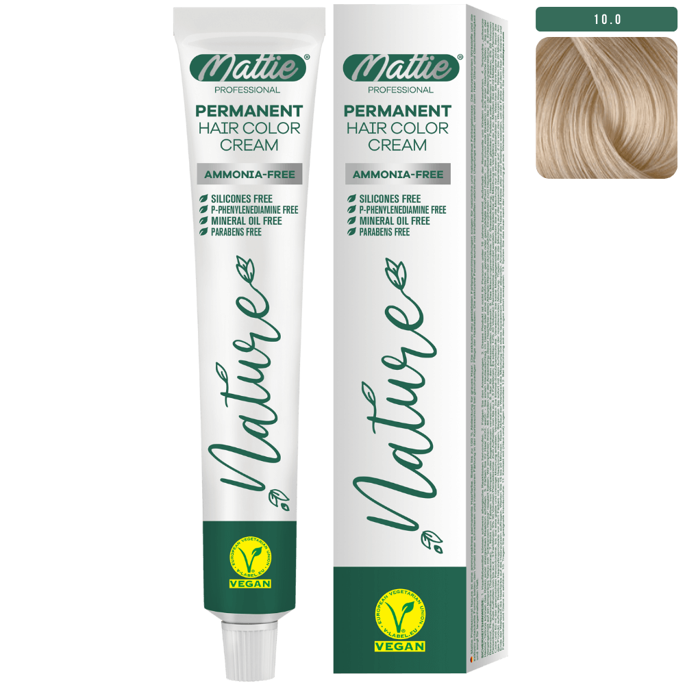 Mattie Professional Nature (10.0) Intense Extra Light Blonde - Vegan Permanent Color Cream 60ml