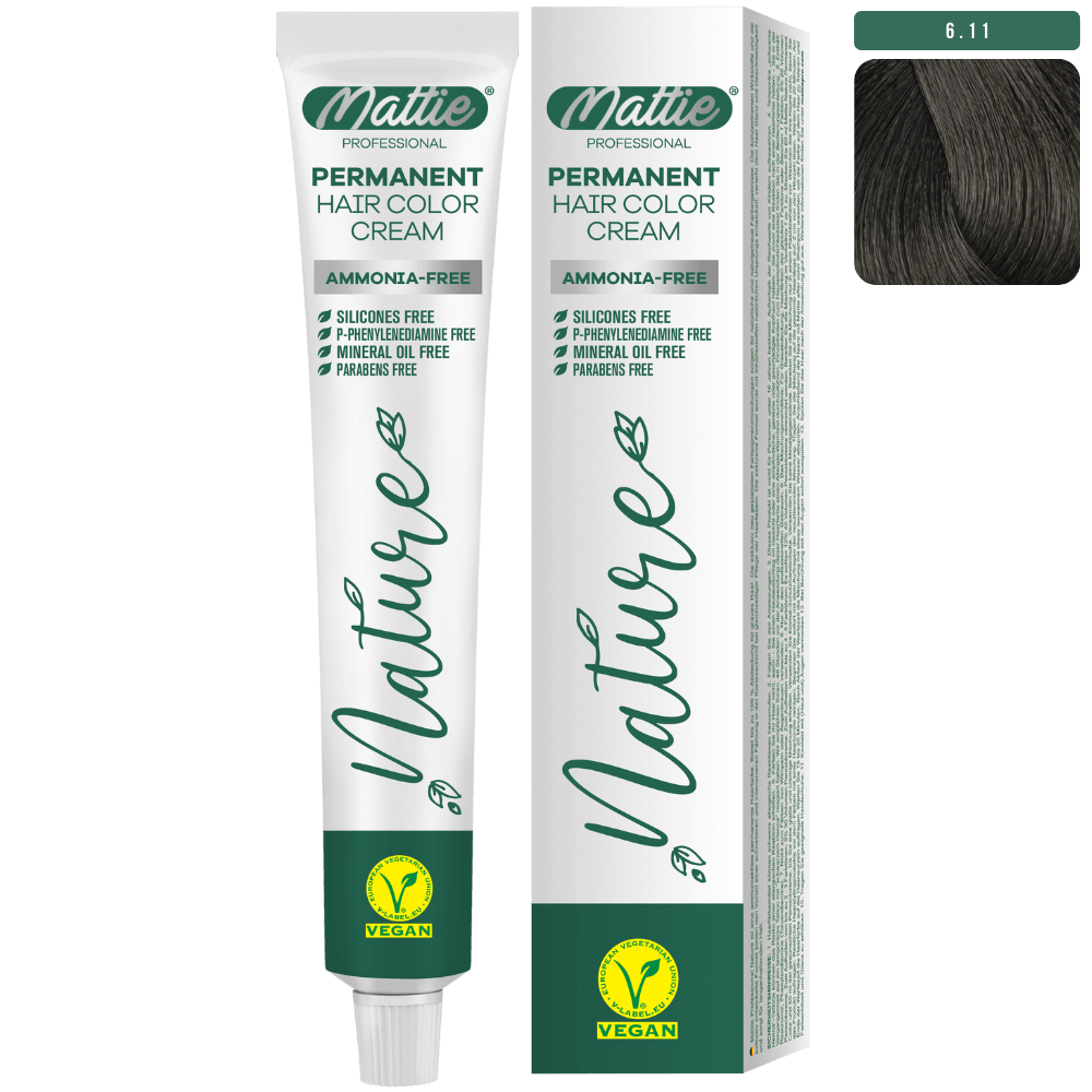 Mattie Professional Nature (6.11) Extra Dark Ash Blonde - Vegan Permanent Color Cream 60ml